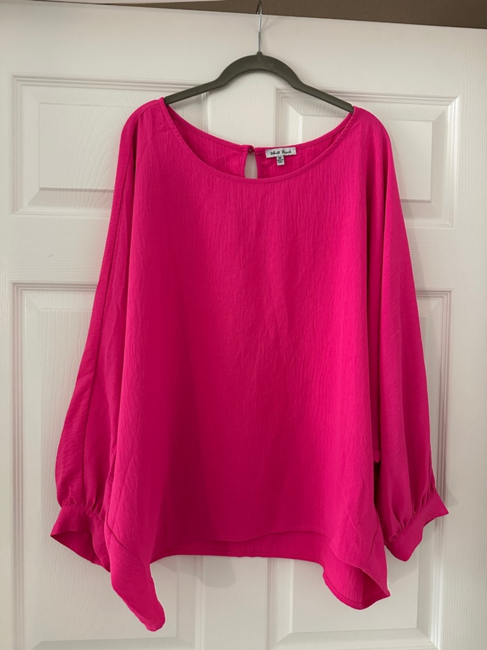 white birch Bright Pink Scoop Neck Blouson Sleeve Top